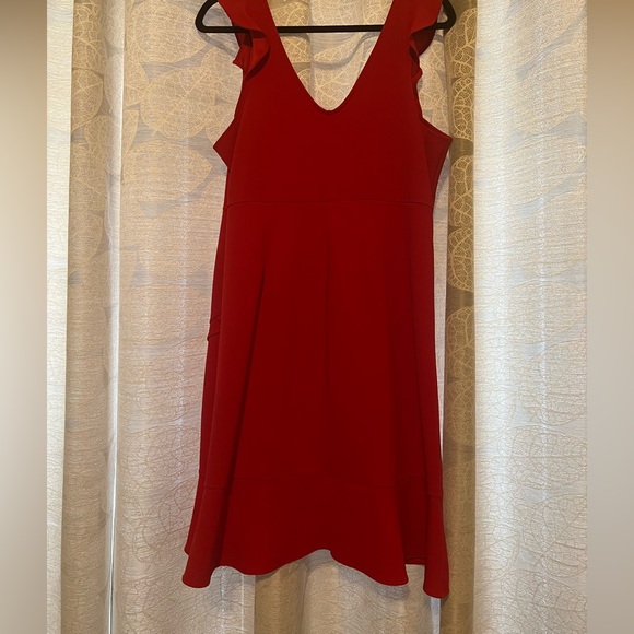 LOWEST PRICE DROP!! Thick Red cotton sleeveless dress with ruffles at bottom. - Picture 3 of 4